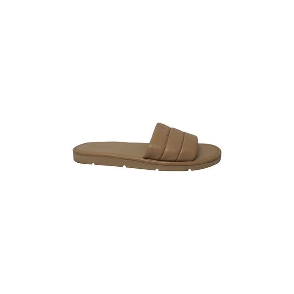 Vince Olina Quilted Slide Sandals in Beige Leather